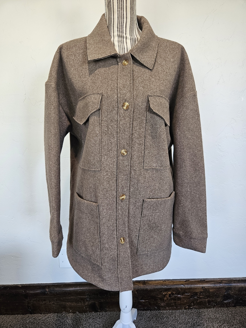 Banana Republic Taupe Utility Jacket with Patch Pockets